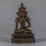 A bronze inlaid silver Buddha statue, Qing Dynasty, China