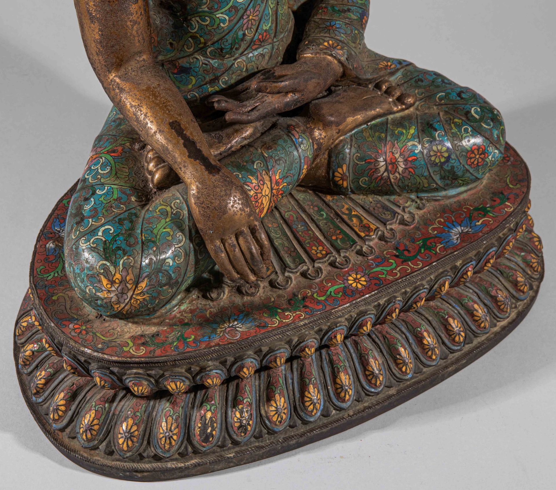 Chinese Qing Dynasty Cloisonne Buddha Statue - Image 8 of 15
