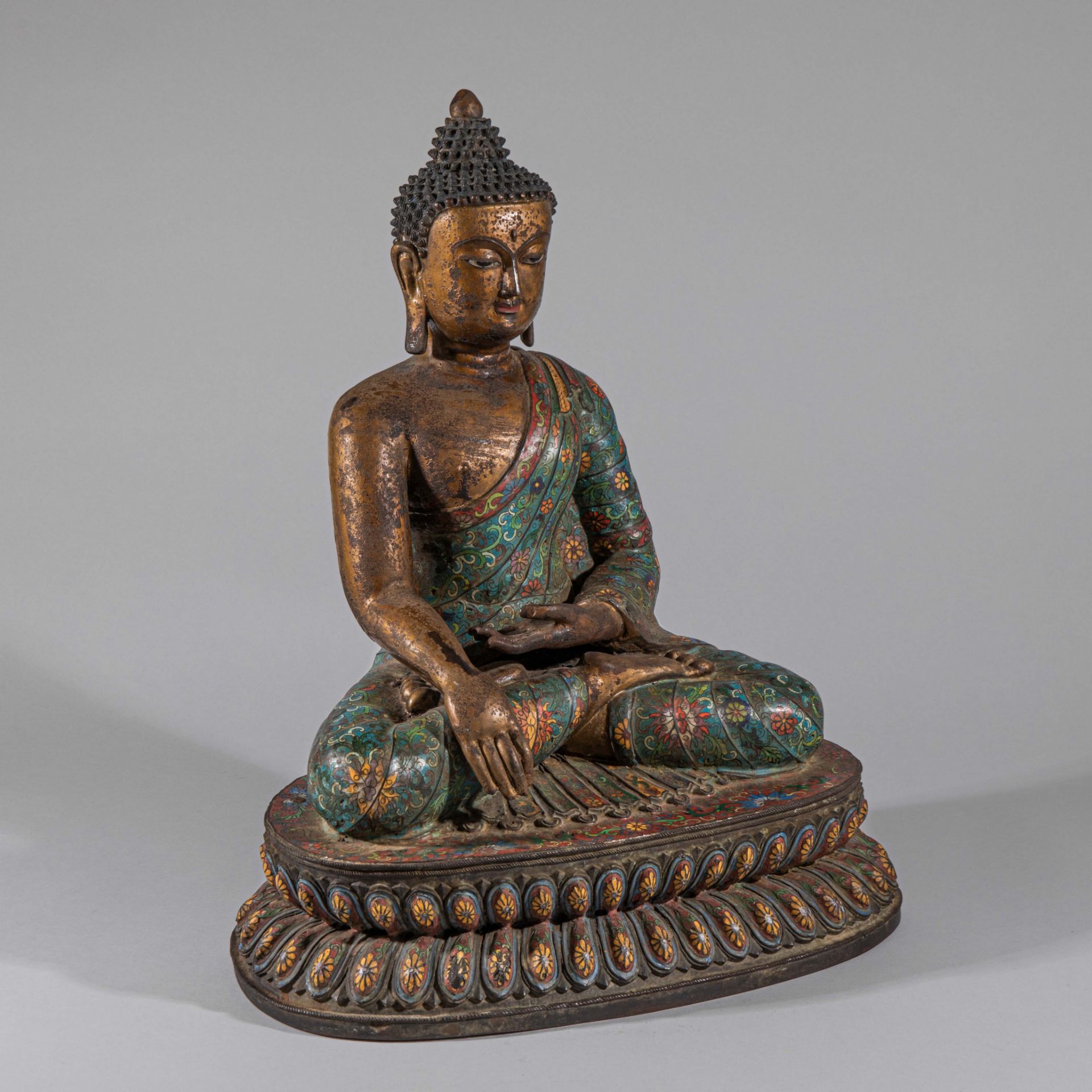 Chinese Qing Dynasty Cloisonne Buddha Statue - Image 7 of 15