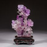 Amethyst flower and bird ornaments from Qing Dynasty