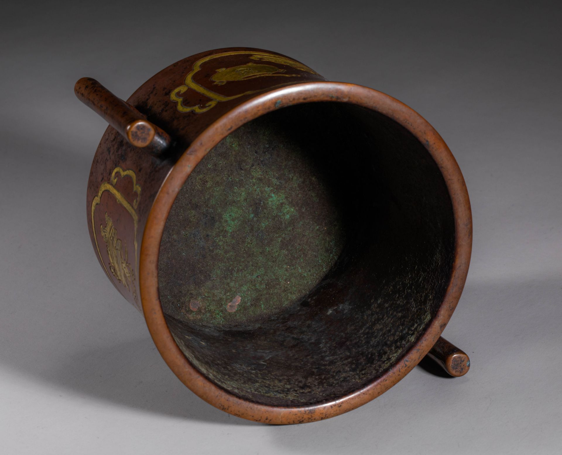 Danran Zhai style gilt copper censer of Qing Dynasty  - Image 6 of 8