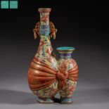 Qianlong style powder enamel vase of Qing Dynasty