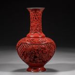 Lacquerware vase with copper enamel in Qing Dynasty