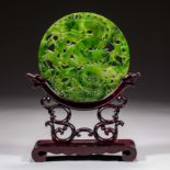 Hetian jade and rosewood insert row in Qing Dynasty