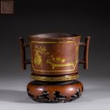 Danran Zhai style gilt copper censer of Qing Dynasty