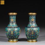 A pair of Qianlong style cloisonne vase of Qing Dynasty