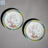 A set of pastel porcelain plates of Bai Shou Tang style from Qing Dynasty