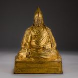 Bronze gilt Tibetan Buddhist statue in Qing Dynasty