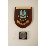 A 22 Special Air Service (SAS) Regiment presentation shield; 18cm long together with a 22 Special