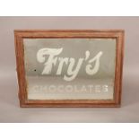 Fry's Chocolate Advertising Mirror. Overpainted vintage mirror 41x30cm Reserve:£80 #1905