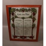 Carte de Vins Advertising Mirror