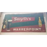 Smyth's, Warrenpoint; an early / mid 20th century hand painted advertising sign removed from the