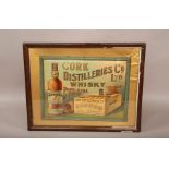 Original Early 1900s Cork Distilleries Tin Advertising Framed