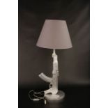 Model (resin) AK-47 Lamp with Grey lampshade. Reserve: £20 #00079