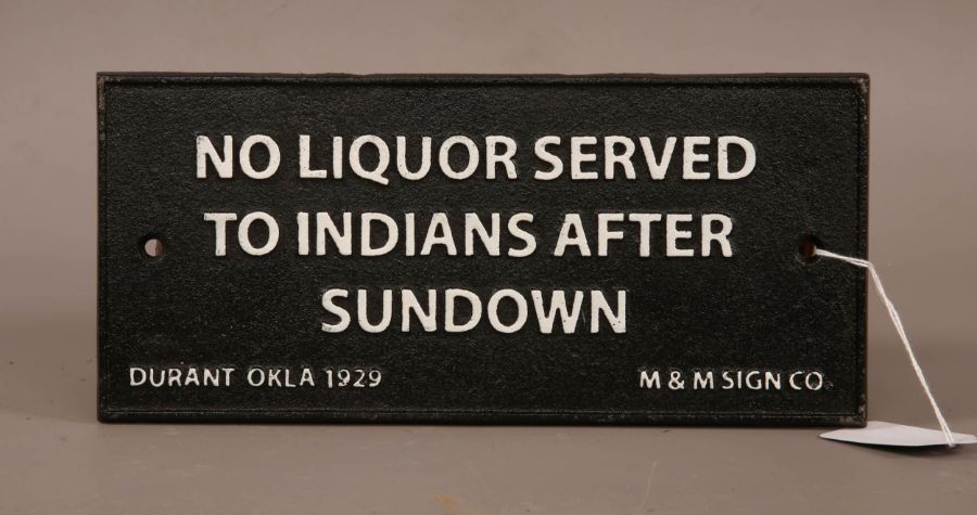 Cast Iron No Liquor Served Sign