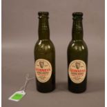 2 Vintage Guinness Extra Stout Green Glass Bottles