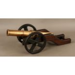 Antique Brass Starting Cannon on Scratch Built Frame 18x55cm #238