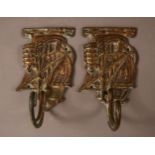 2 Brass Lamp Holders, With Ship Cast Base. 19x10x13cm #2449