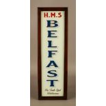 Handmade "HMS Belfast Pro Tanto Quid Retribuamus" Advertising Mirror Reverse Painted with 22ct