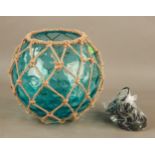 Nautical Glass Globe Lightshade Blue Glass, Wires and mount included 30cm #346