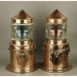 A beautiful Pair of Barret & Co. Engineers Dublin Copper and Brass Harbour signal Lights (Red &