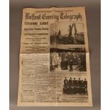 A Commemorative Newspaper Article Belfast Telegraph 1998, Memorialising The Titanic #111