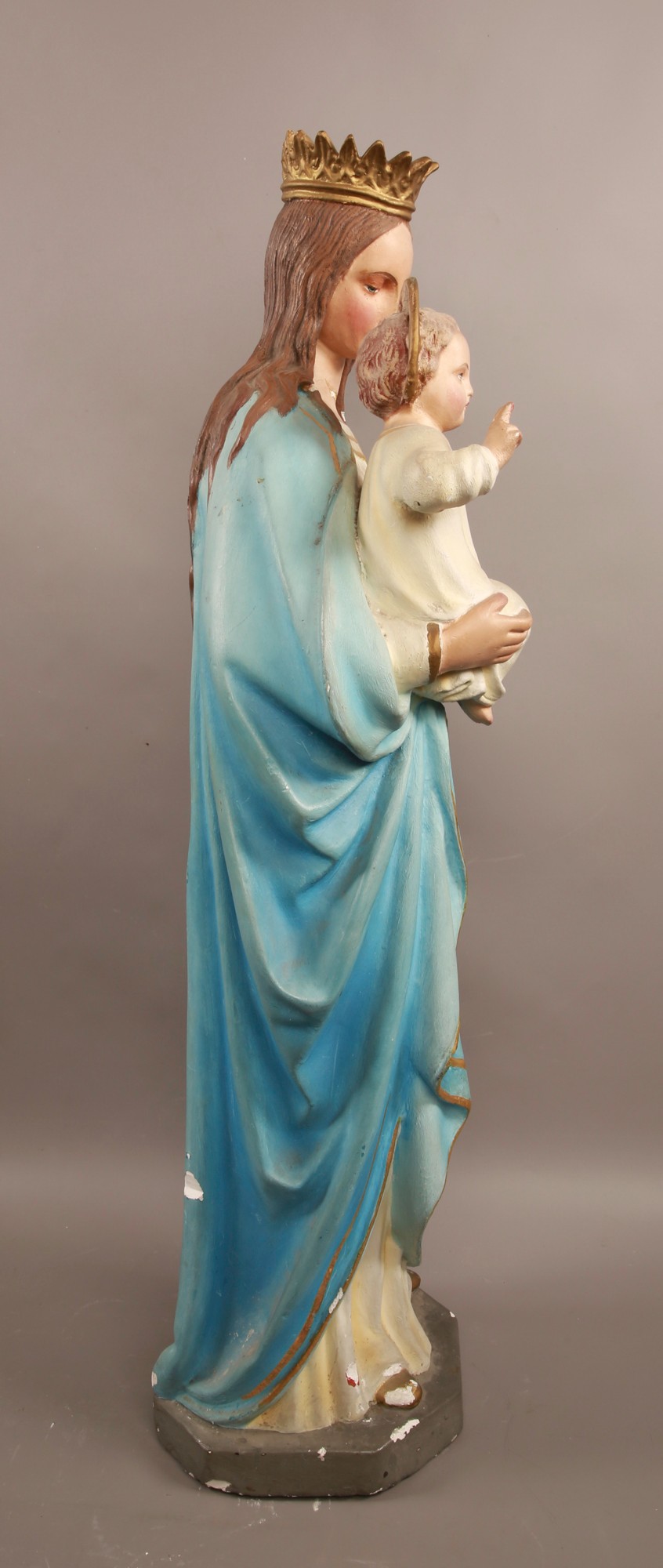 A Large Religious Statue of Mother Mary holding Baby Jesus Early 1900s 106cm Tall #92 - Image 7 of 7