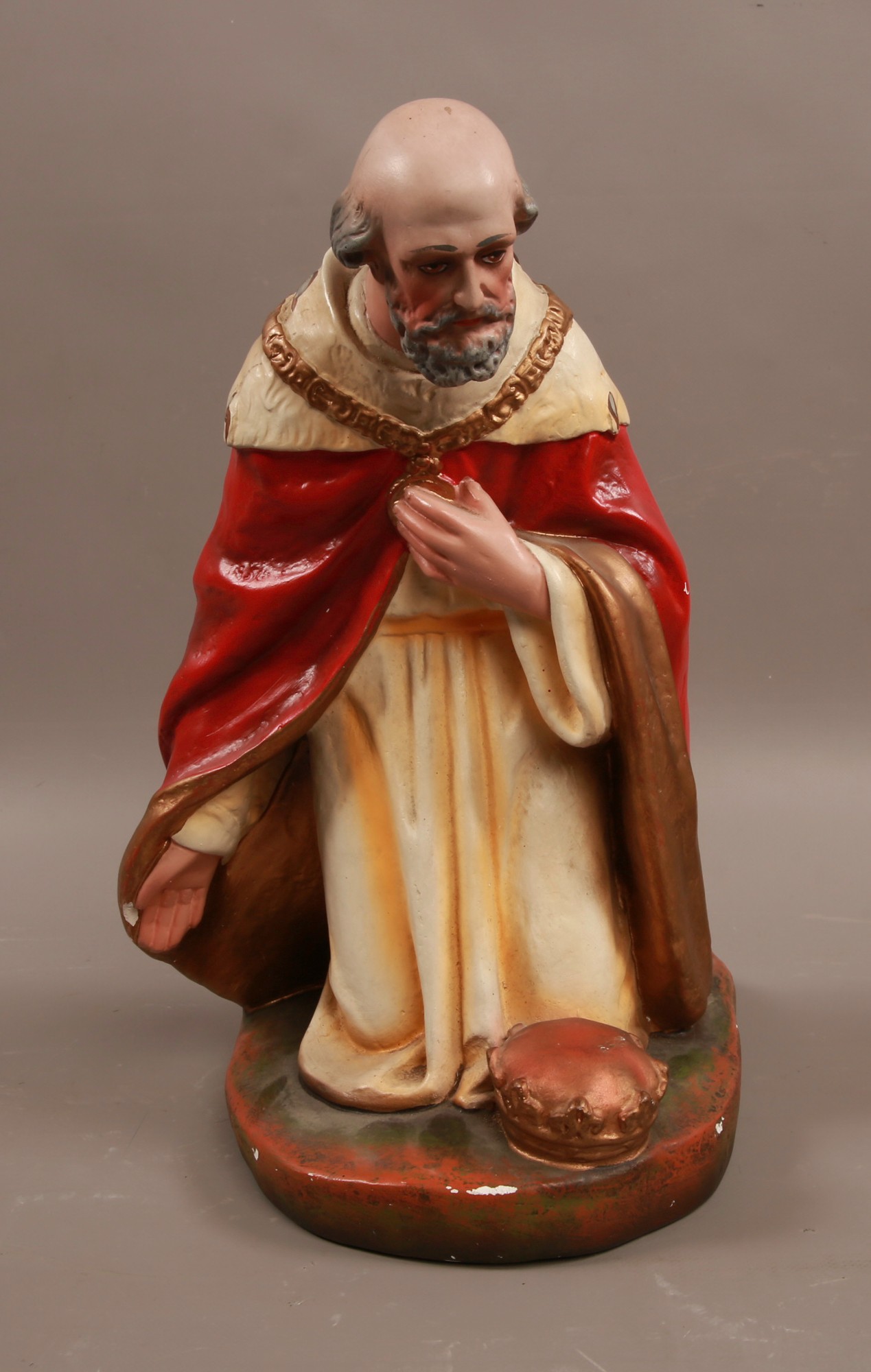 A Vintage Religious Statue of Saint Balthazar Kneeling Edwardian 37cm Tall #89