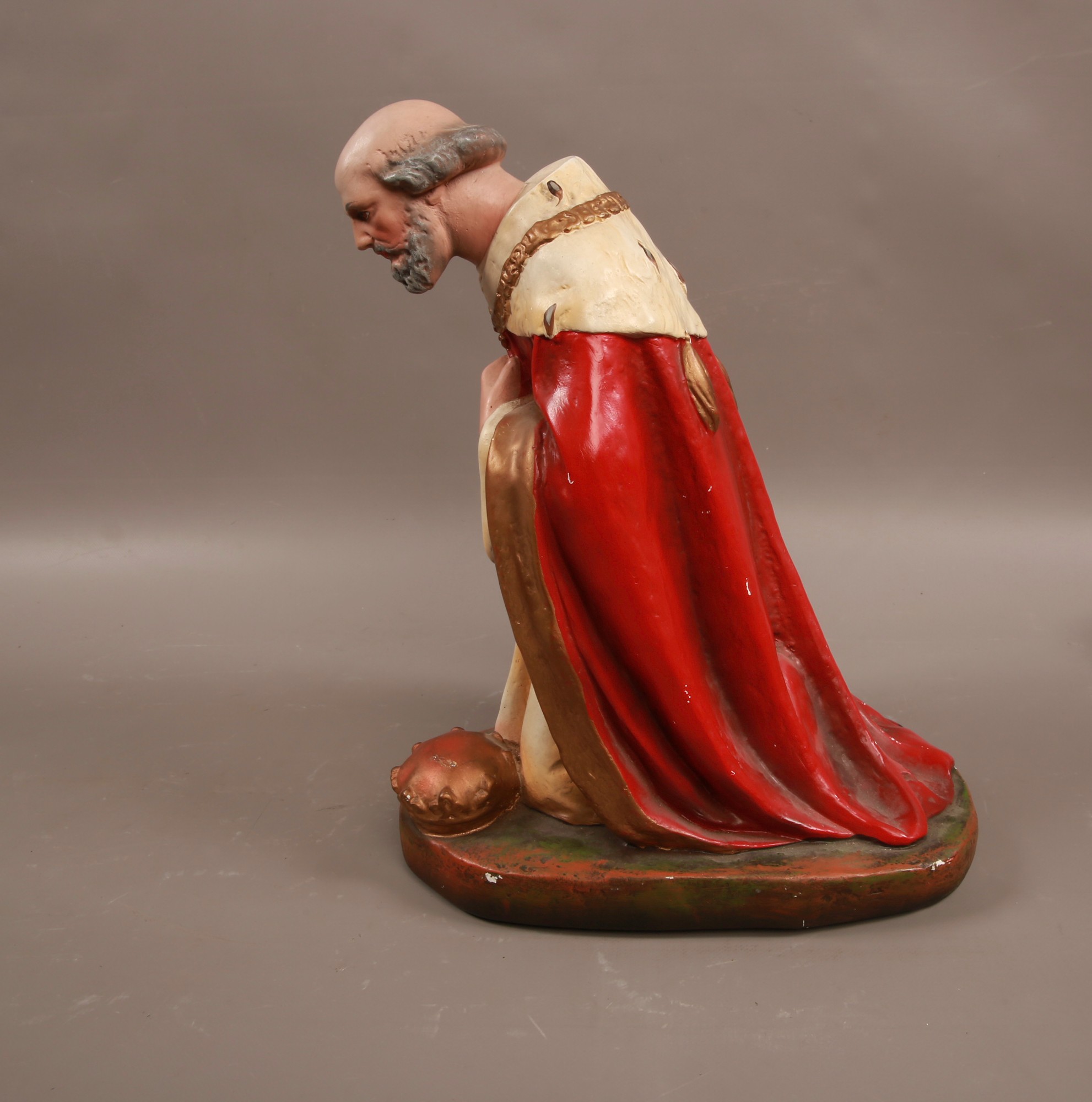 A Vintage Religious Statue of Saint Balthazar Kneeling Edwardian 37cm Tall #89 - Image 3 of 7