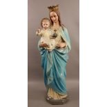 A Large Religious Statue of Mother Mary holding Baby Jesus Early 1900s 106cm Tall #92