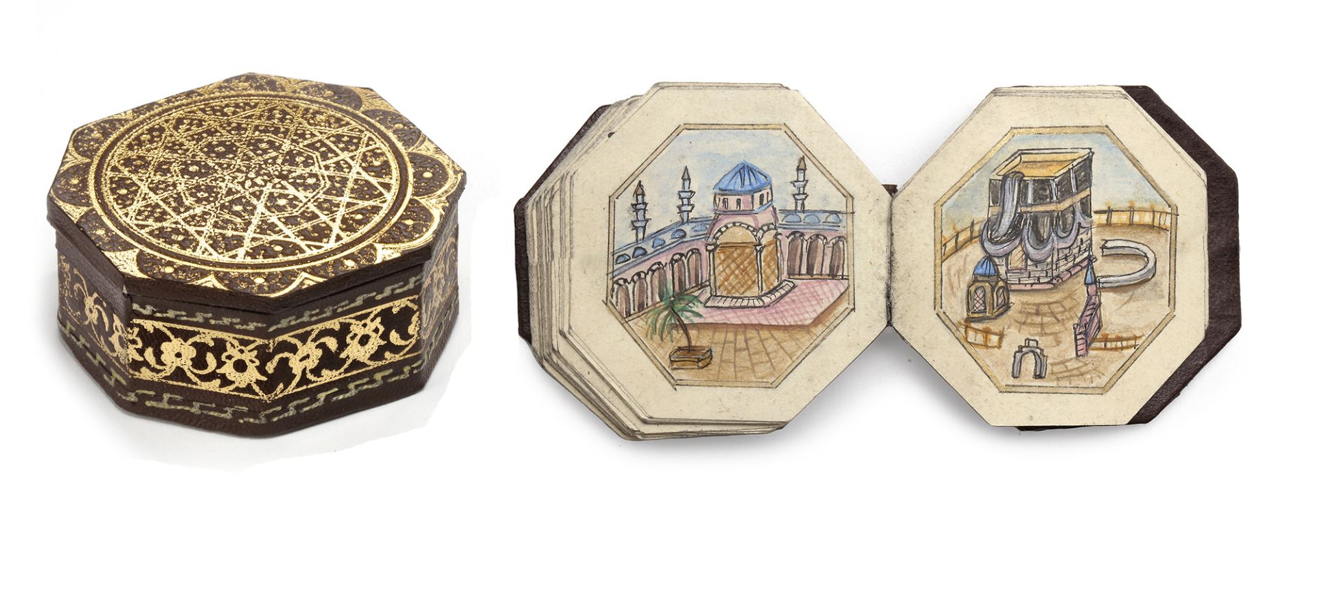 AN OTTOMAN ILLUMINATED MINIATURE OCTAGONAL DALA'IL AL-KHAYRAT COPIED BY MUSTAFA NURI EFENDI, DATED 1