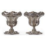 AN OTTOMAN PAIR OF SILVER MULTI-LOBED VASES, CIRCA 1920