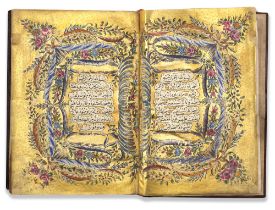 AN ILLUMINATED QURAN SIGNED BY MUHAMMED AL-KAMLI, OTTOMAN TURKEY, DATED 1261 AH/1845 AD