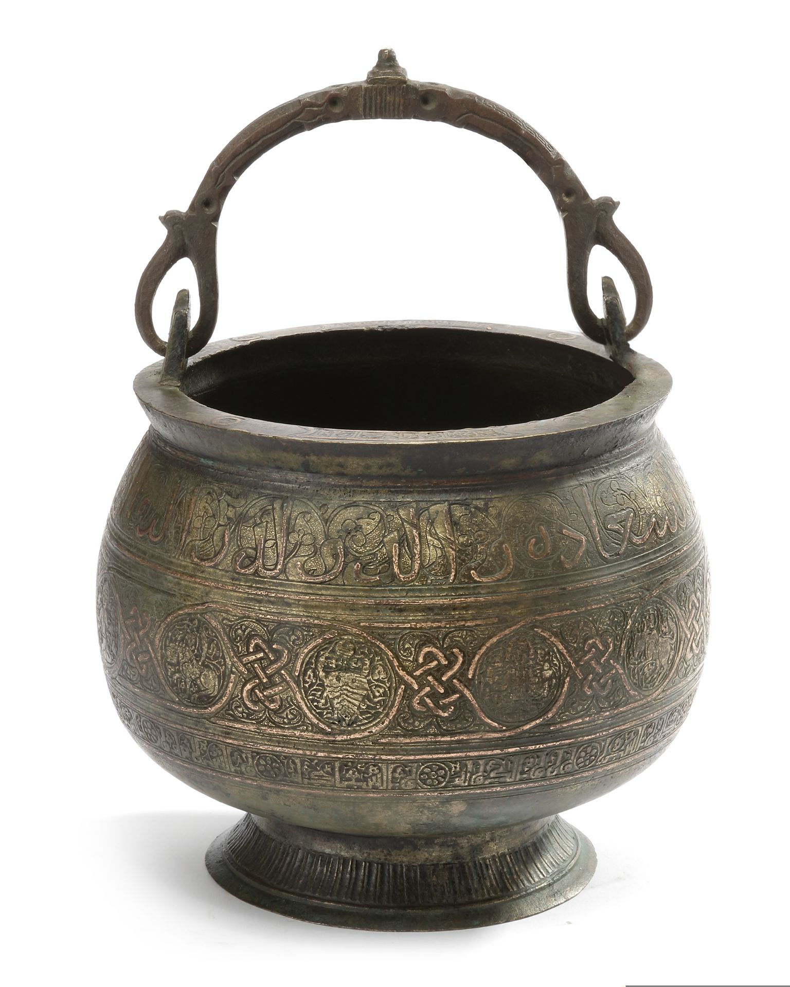 A KHURASAN COPPER-INLAID CAST BRONZE BUCKET WITH THE ZODIAC SIGNS, PERSIA, 13TH CENTURY - Image 2 of 3