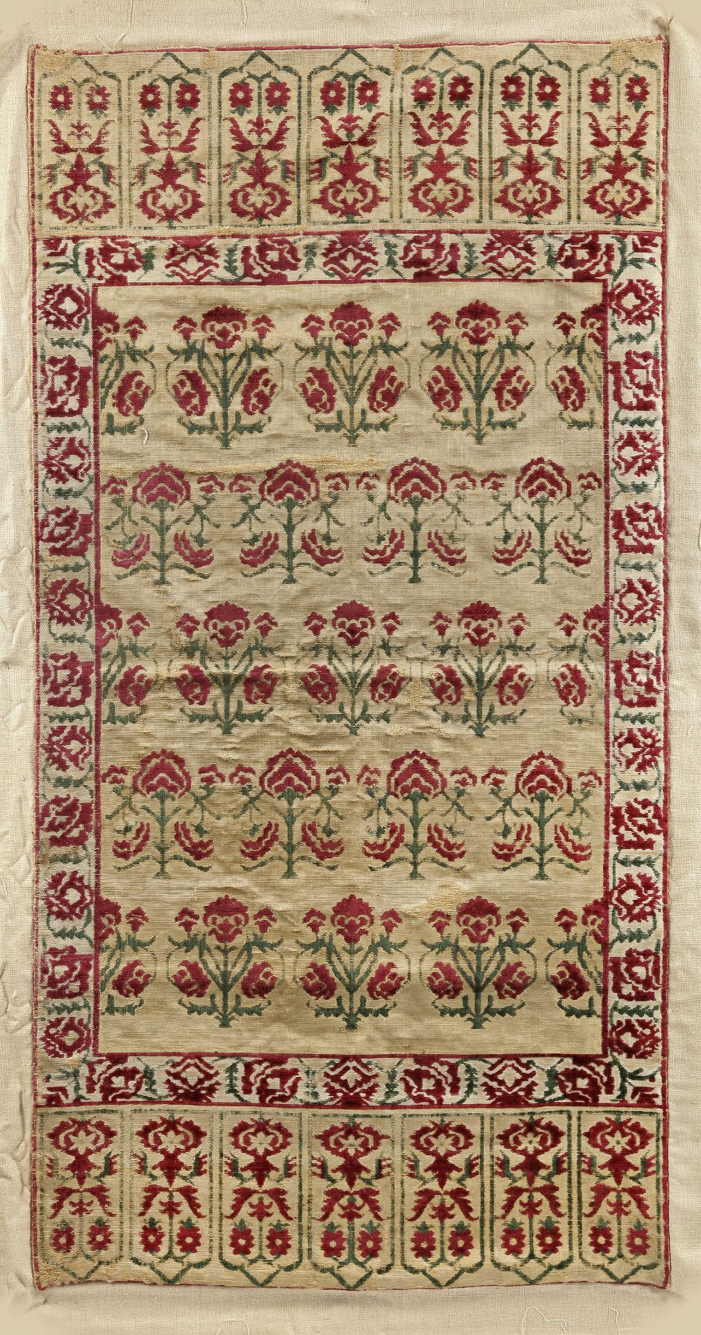 AN OTTOMAN VOIDED SILK AND VELVET PANEL ( CATMA) TURKEY, 17TH CENTURY