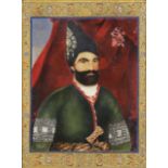 A PORTRAIT OF MUHAMMAD SHAH QAJAR BY MUHAMMAD HASAN AFSHAR, DATED 1251 AH/1835 AD