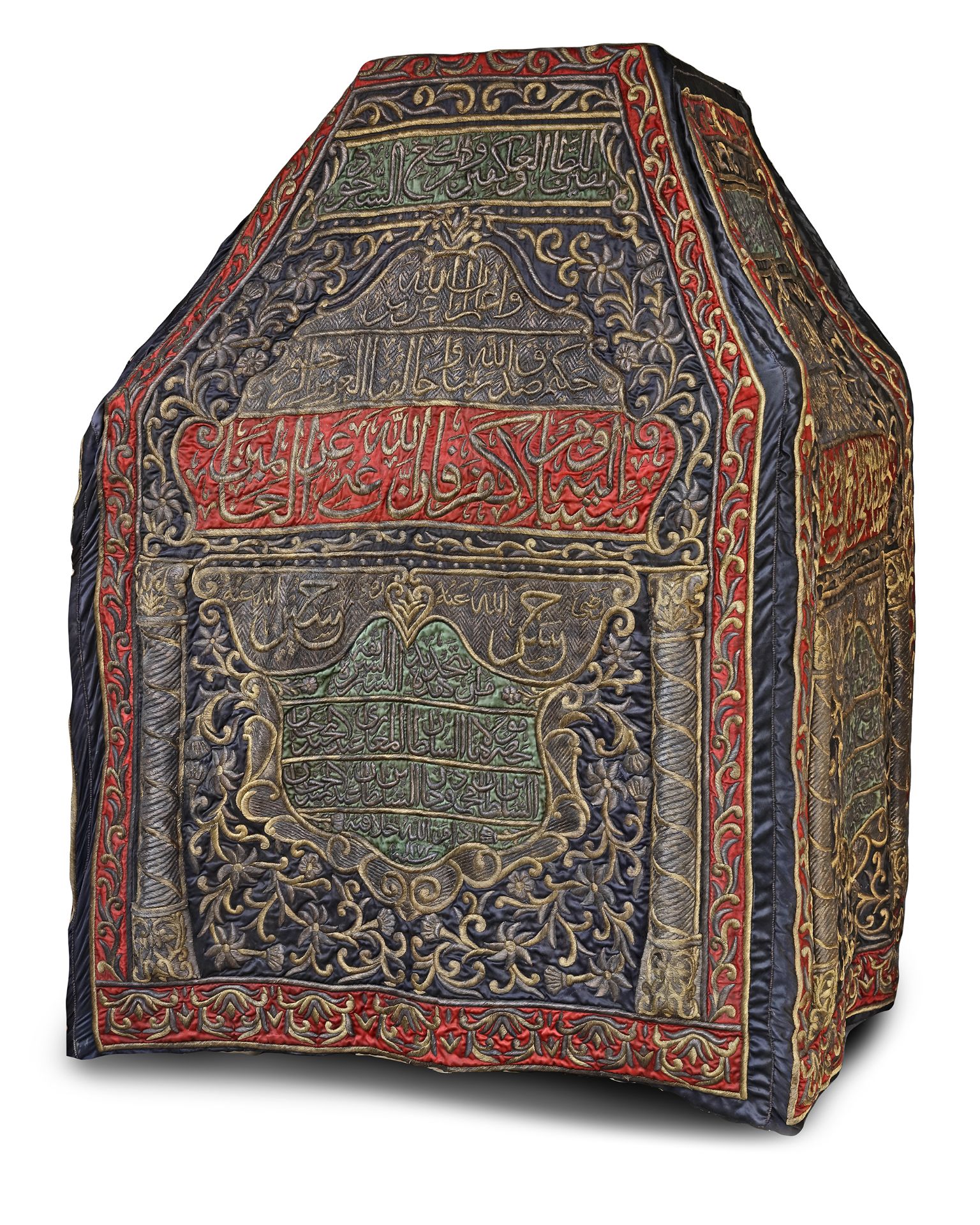 AN OTTOMAN METAL-THREAD EMBROIDERED MAQAM IBRAHIM COVER, 1272 AH/1855 AD - Image 6 of 6