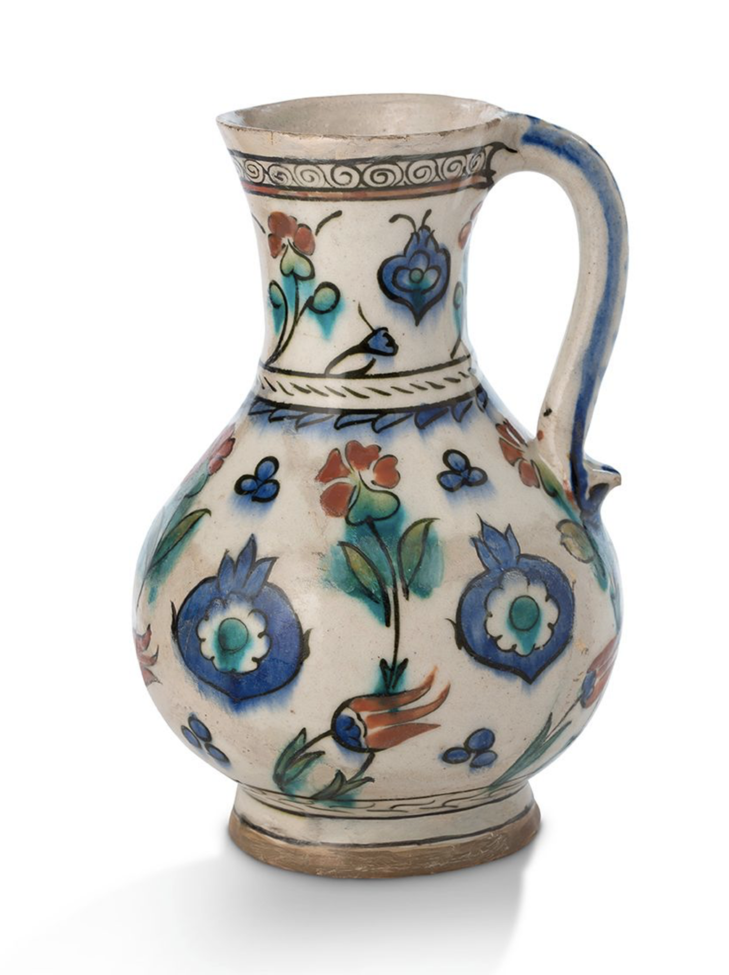 AN IZNIK POTTERY JUG, TURKEY, CIRCA 1580