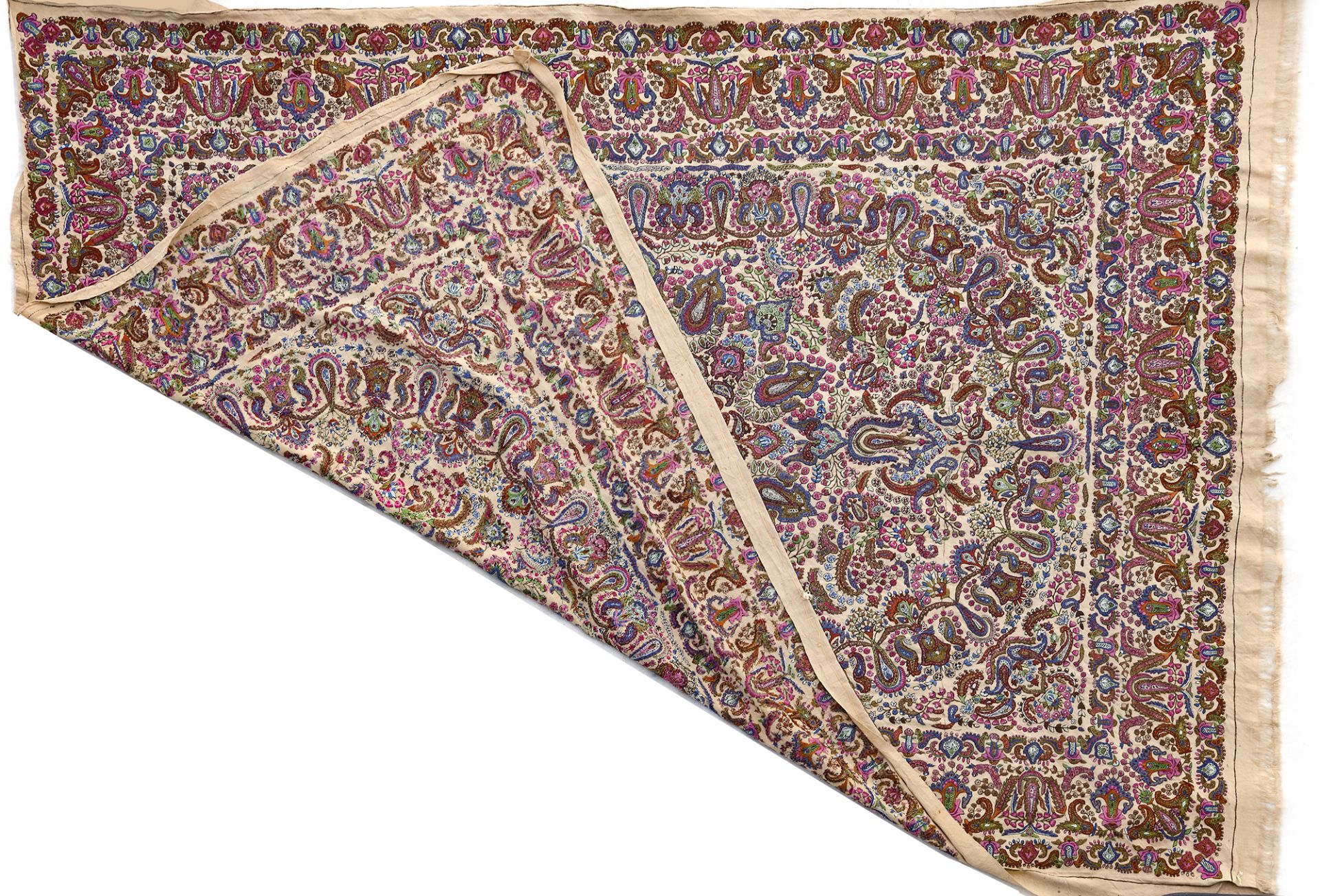 A PERSIAN EMBROIDERY HANGING PANEL,KERMAN PATEH, 19TH CENTURY - Image 2 of 2