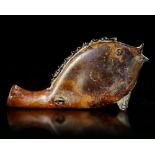 A ROMAN GLASS FLASK IN THE FORM OF A FISH, CIRCA 3RD CENTURY A.D.