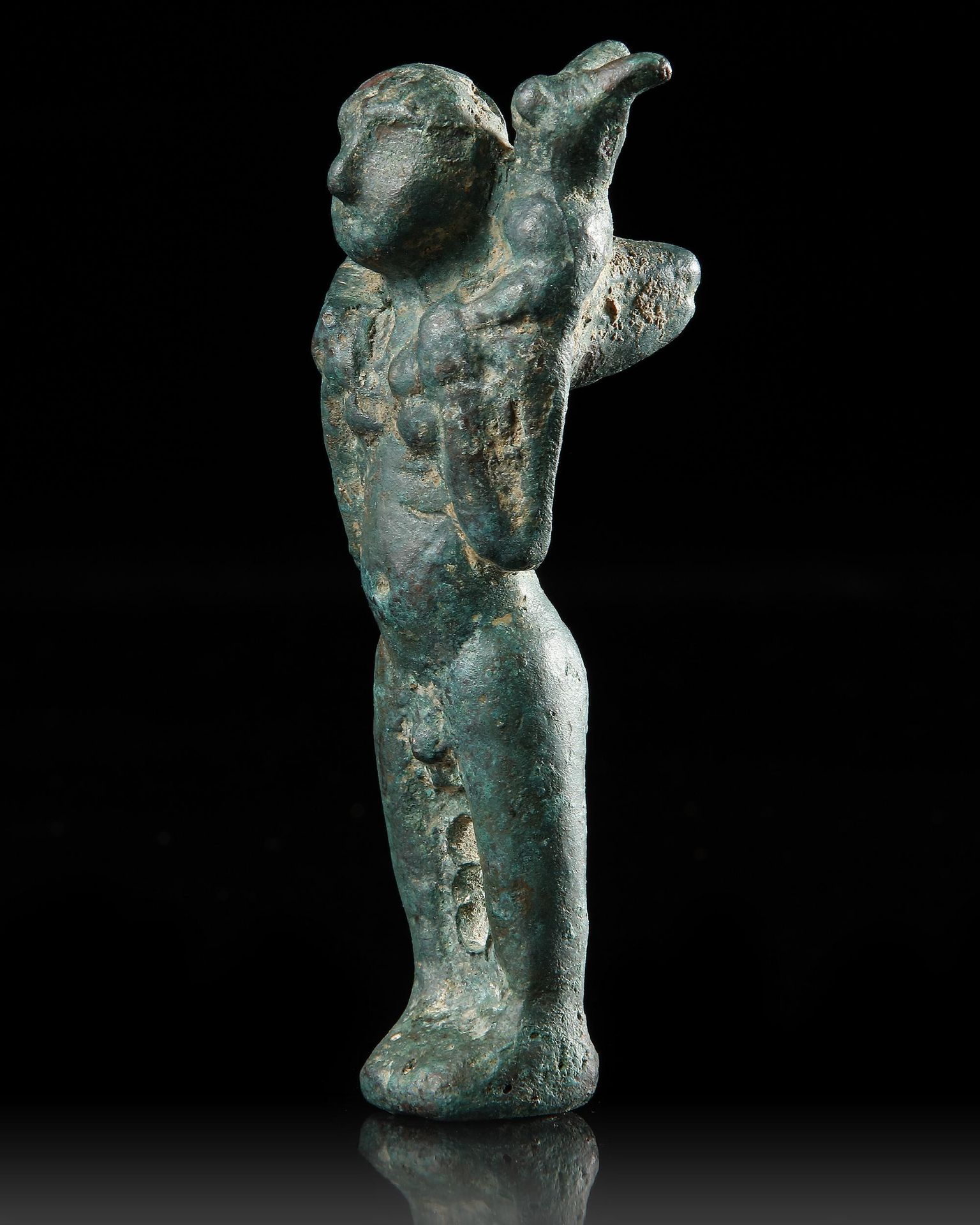 A WESTERN ASIATIC BRONZE STATUETTE OF MAN CARRYING AN ANIMAL, CIRCA 3RD MILLENNIUM B.C. - Image 4 of 4