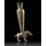AN IRANIAN TINNED BRONZE KOHL VESSEL IN THE FORM OF A BOAR, CIRCA 1ST MILLENNIUM B.C.