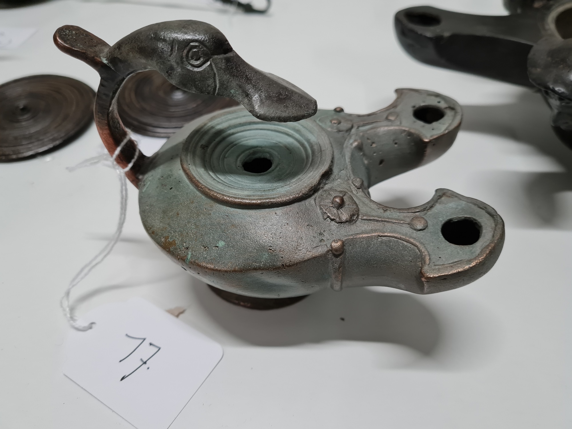 A ROMAN BRONZE OIL LAMP WITH DUCK HEAD, CIRCA 1ST-2ND CENTURY A.D. - Image 2 of 6