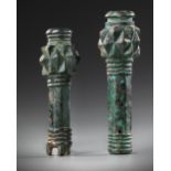 TWO LURISTAN BRONZE MACE-HEADS, CIRCA LATE 2ND/EARLY 1ST MILLENNIUM B.C.