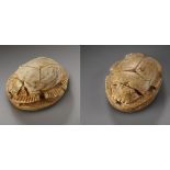 TWO EGYPTIAN STEATITE SCARABS, NEW KINGDOM, CIRCA 1550-1069 B.C.