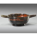 A GREEK POTTERY BOLSAL BLACK SLIP WINE CUP, CIRCA 4TH CENTURY B.C.