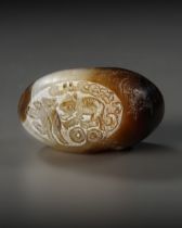 A SASSANIAN AGATE STAMP SEAL WITH RABBIT, CIRCA 4TH-5TH CENTURY A.D.