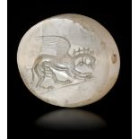 A GRECO PERSIAN CHALCEDONY SCARABOID OF A GRIFFIN, CIRCA 5TH-4TH CENTURY B.C.