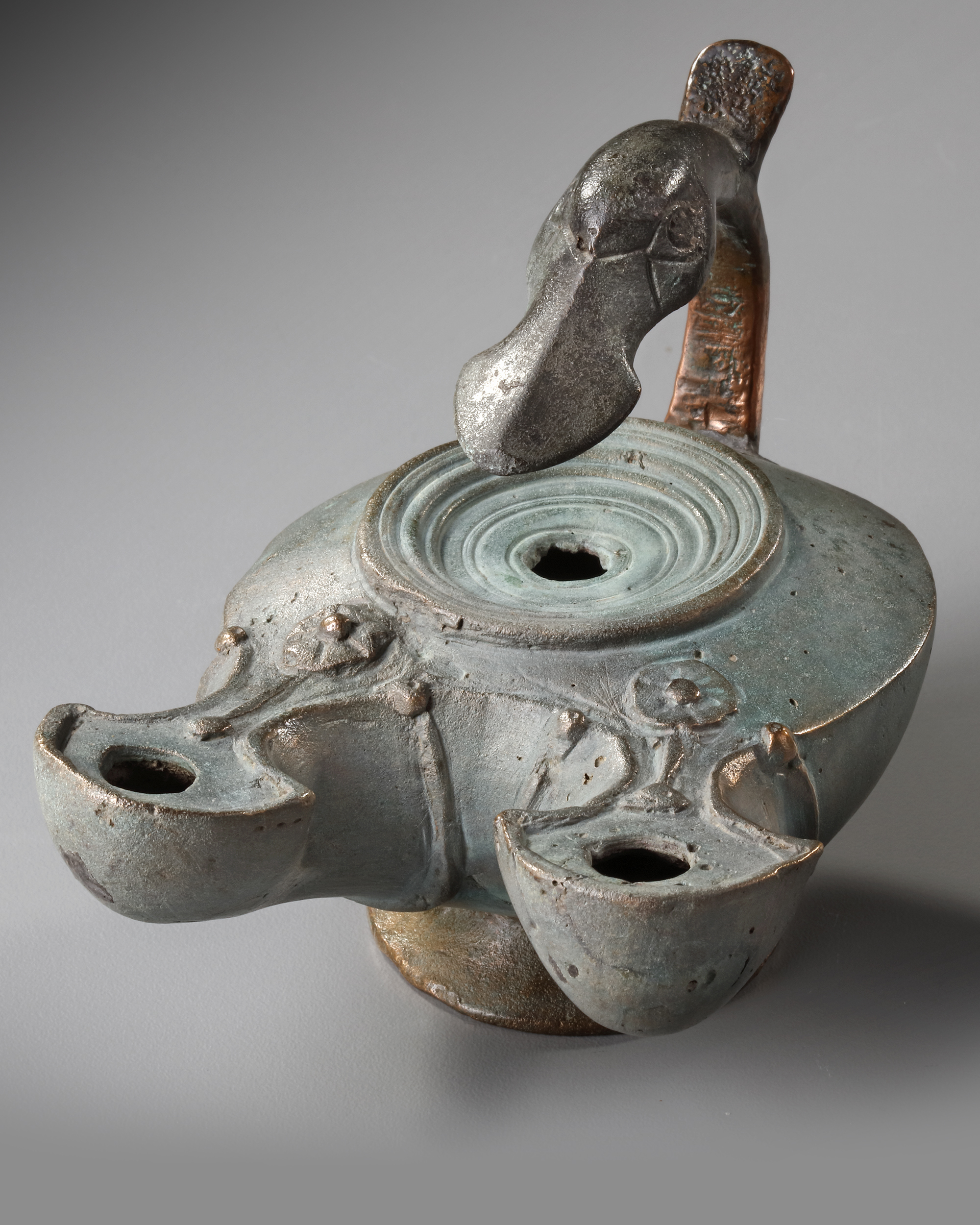 A ROMAN BRONZE OIL LAMP WITH DUCK HEAD, CIRCA 1ST-2ND CENTURY A.D. - Image 4 of 6