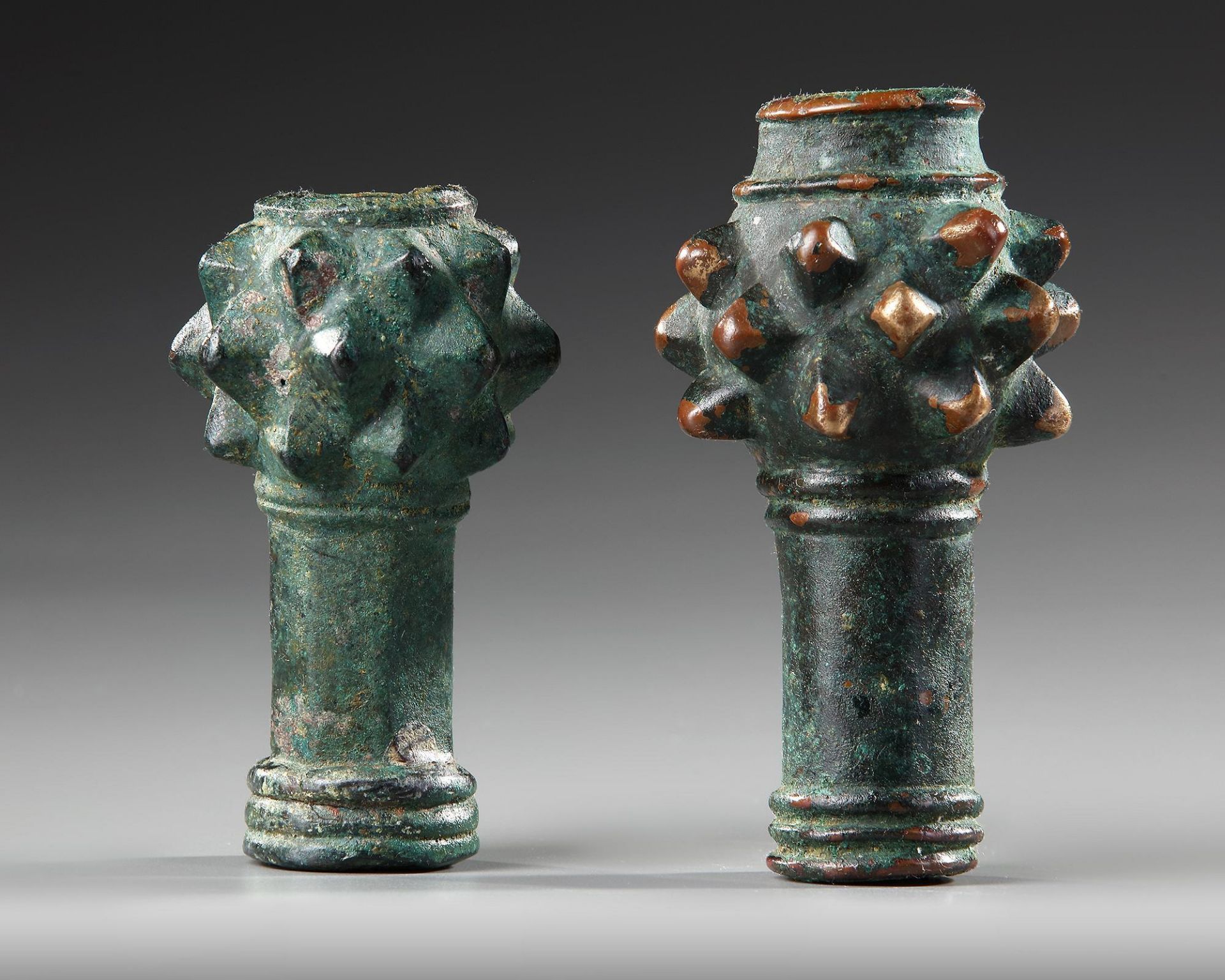 TWO LURISTAN BRONZE MACE-HEADS, CIRCA LATE 2ND-EARLY 1ST MILLENNIUM B.C. - Image 2 of 2